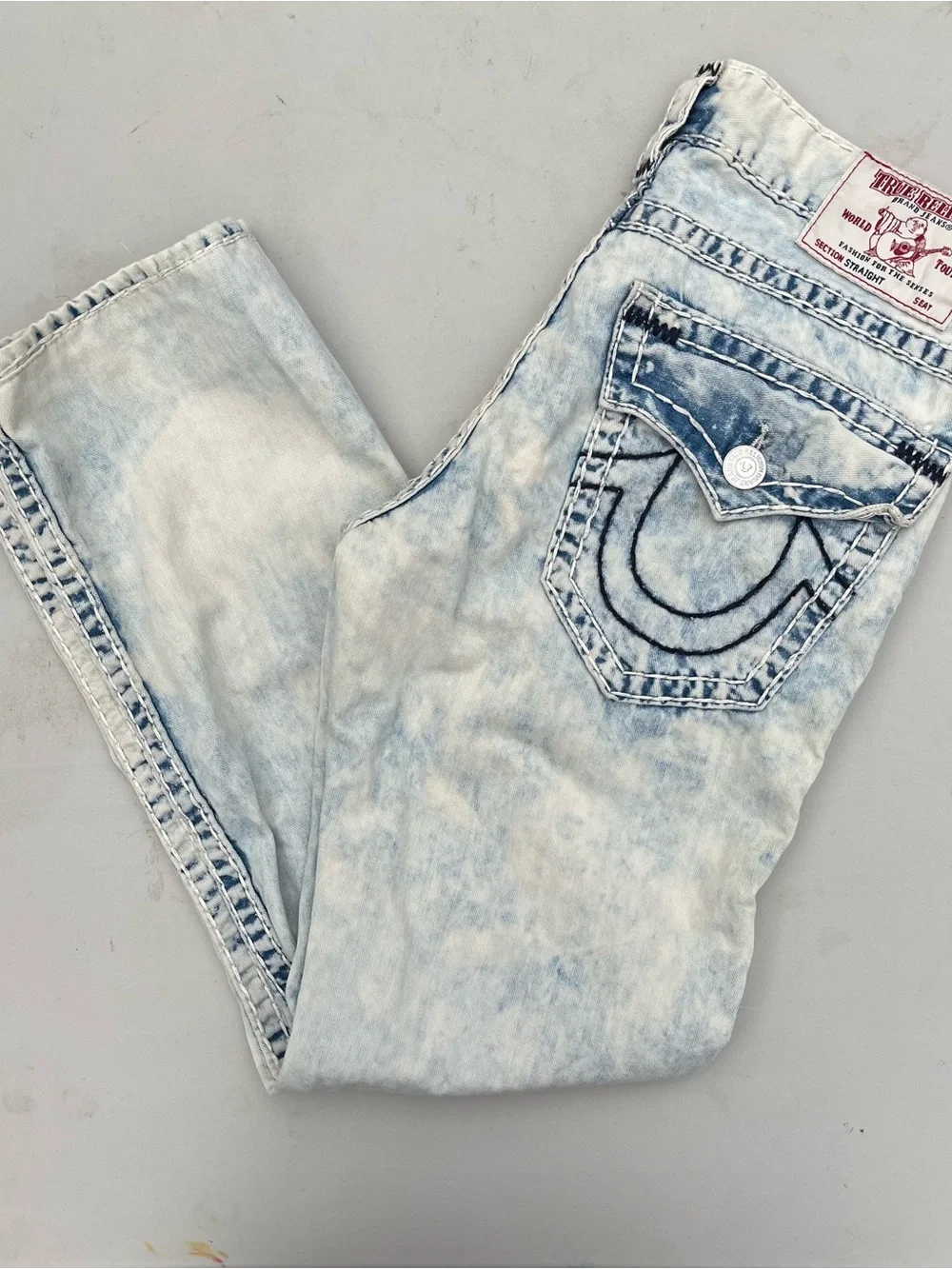 True Religion Light Wash Blue Straight Jeans